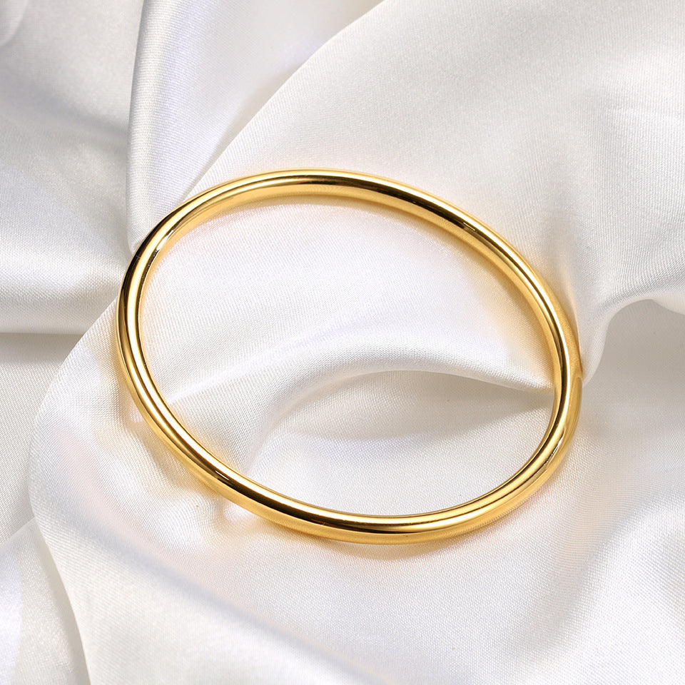 Casual Minimalist 4mm Titanium Steel Polished Bangle Bracelet
