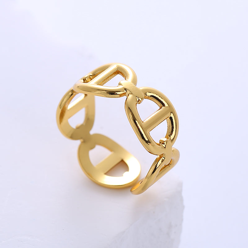 Casual Star Heart Celtic Knot Stainless Steel 18K Gold Plated Open Ring