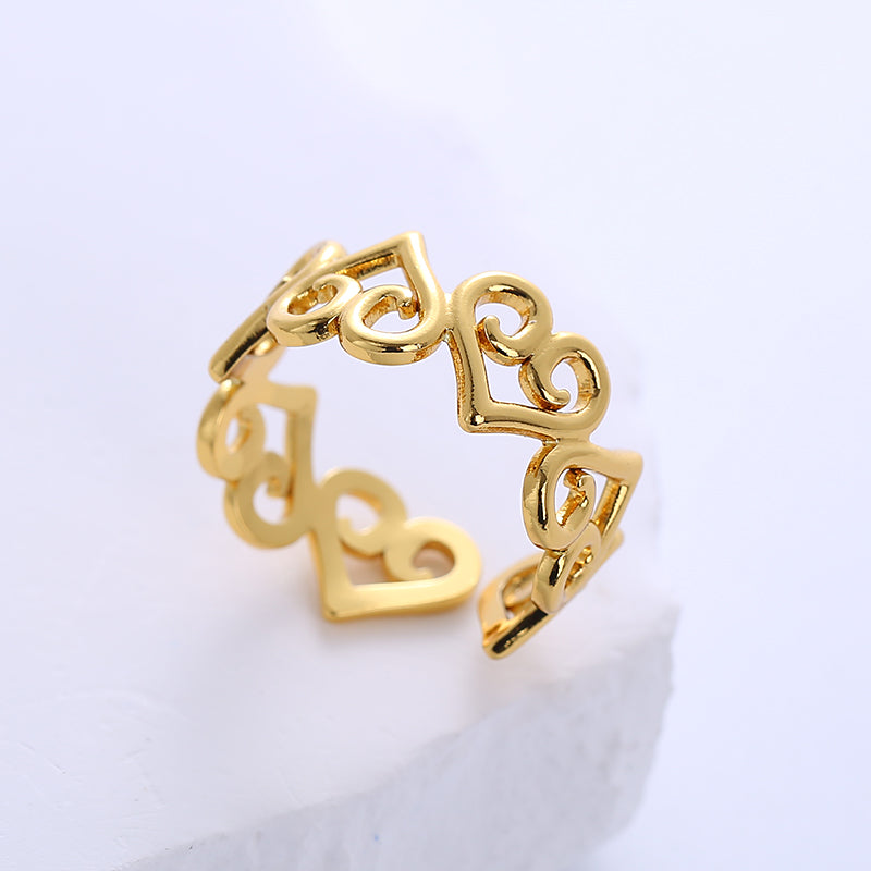 Casual Star Heart Celtic Knot Stainless Steel 18K Gold Plated Open Ring