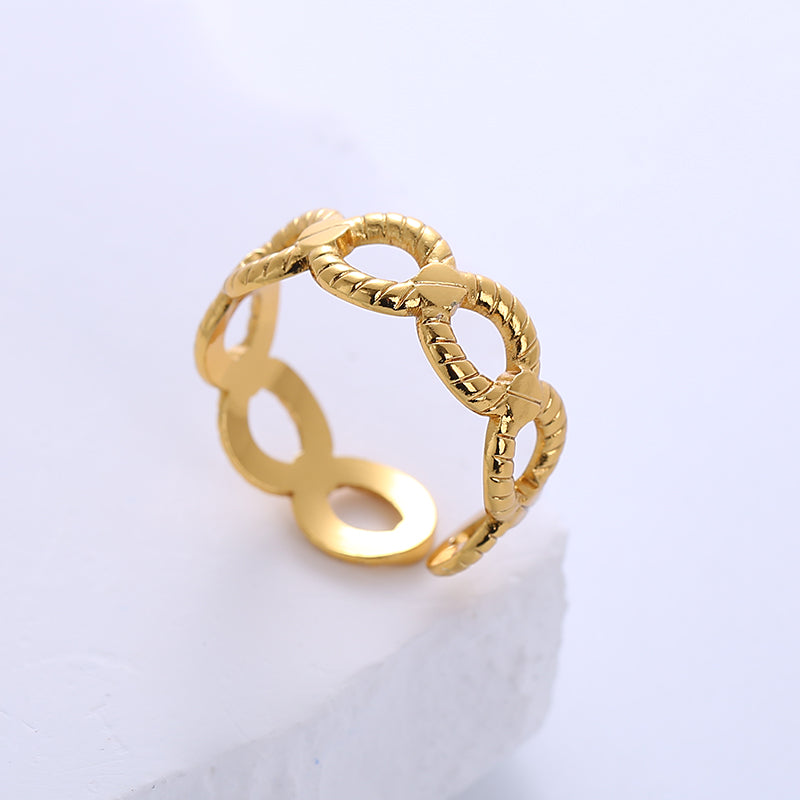 Casual Star Heart Celtic Knot Stainless Steel 18K Gold Plated Open Ring