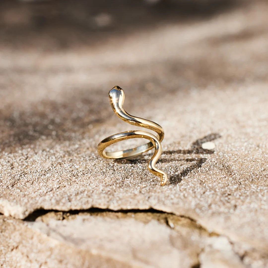 Adjustable Snake Design Sterling Silver Open Ring - Minimalist Fashion Statement