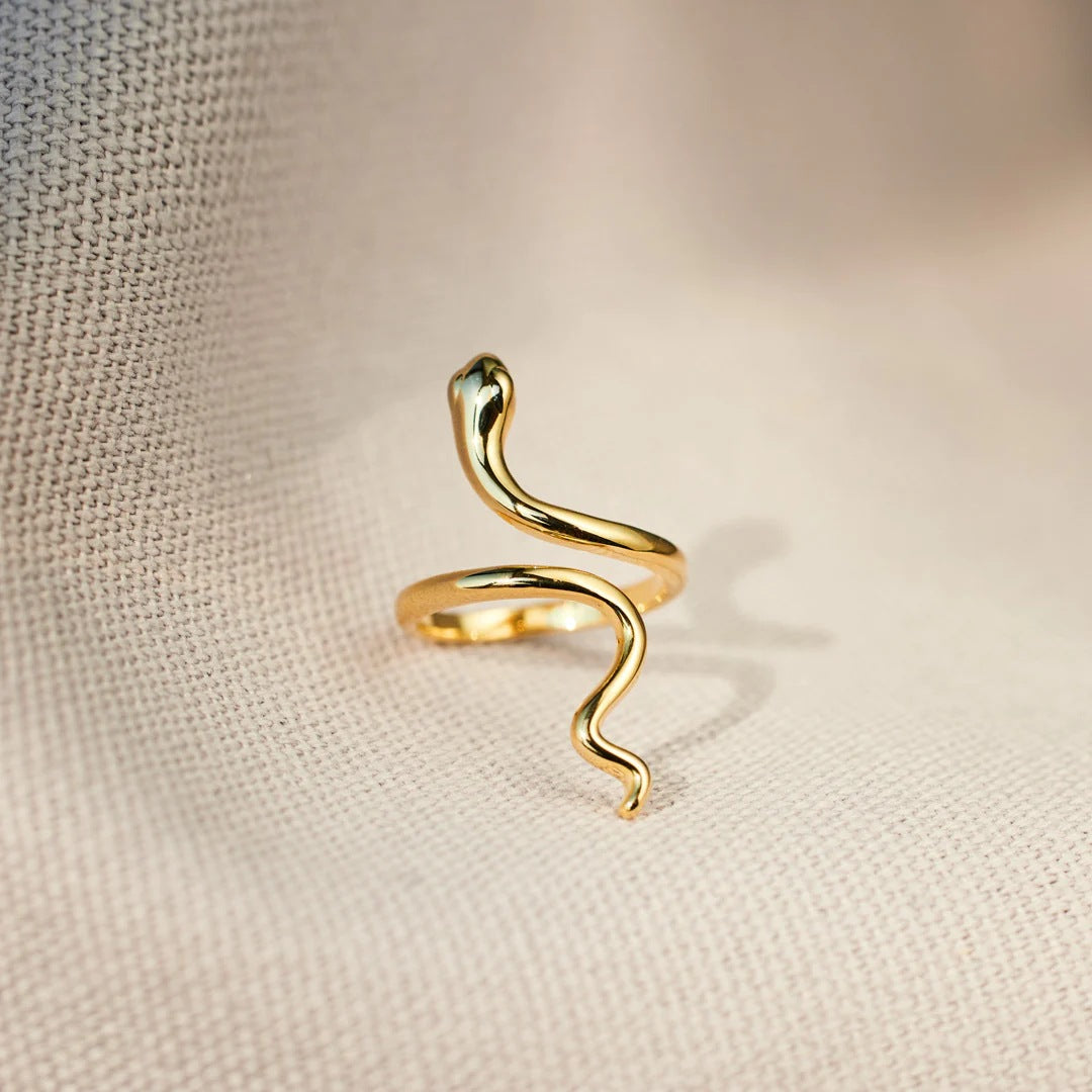 Adjustable Snake Design Sterling Silver Open Ring - Minimalist Fashion Statement