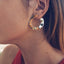Circle Glossy Diamond Floral Leaf Earrings