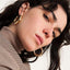 Circle Glossy Diamond Floral Leaf Earrings