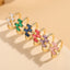 Classic Geometric Zircon Inlay 14K Gold Plated Open Copper Ring