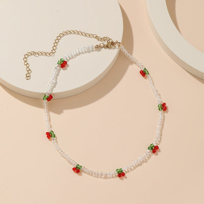 Color Handmade Beaded Cherry Miyuki Beads Necklace