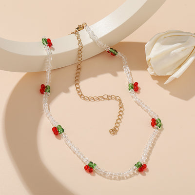 Color Handmade Beaded Cherry Miyuki Beads Necklace