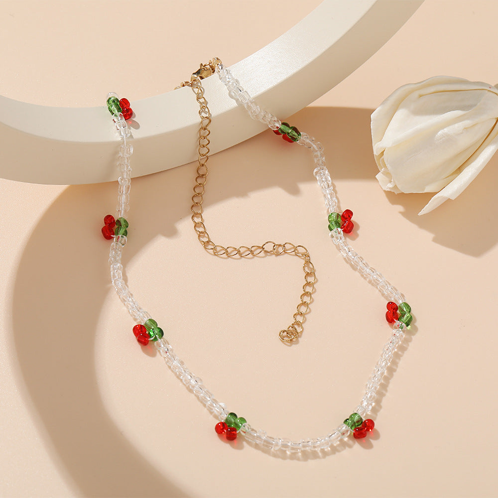 Colorful Handmade Beaded Cherry Miyuki Necklace