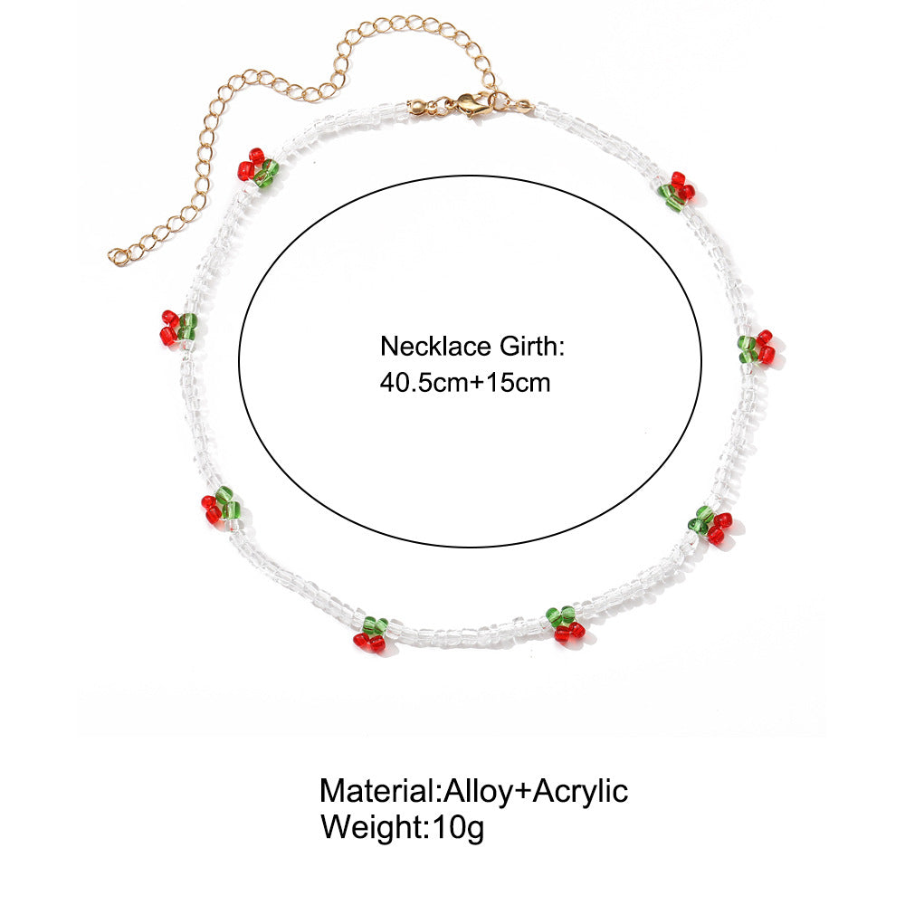 Colorful Handmade Beaded Cherry Miyuki Necklace