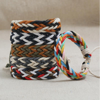 Colored Wax Line Ethnic Wind Hand-woven Bracelet NHPK143442