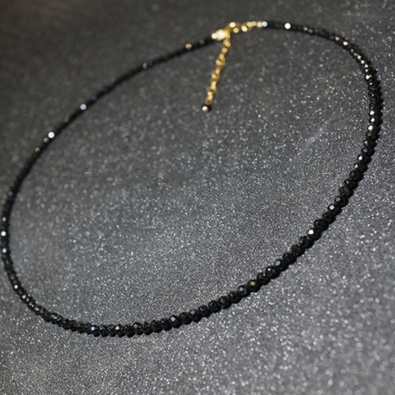 Commute Geometric Black Spinel Crystal Beaded Women's Choker Necklace