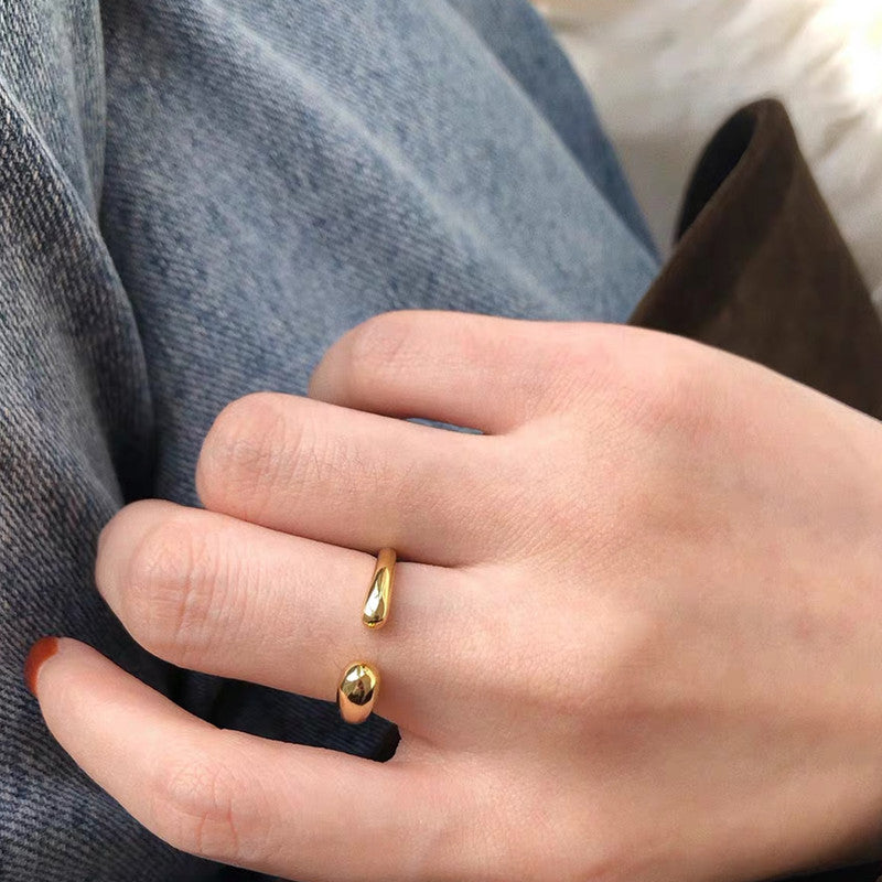 Geometric Minimalist Gold Plated Open Ring for Women