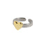 Dual Tone Heart Chain Adjustable Ring in Sterling Silver and Gold Plating