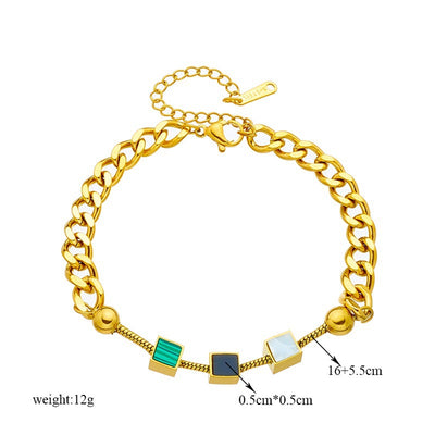 Commute Pentagram Geometric Titanium Steel 18K Gold Plated Shell Chain Bracelet