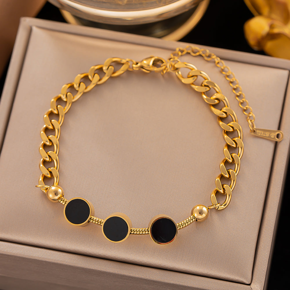 Commute Pentagram Geometric Titanium Steel 18K Gold Plated Shell Chain Bracelet