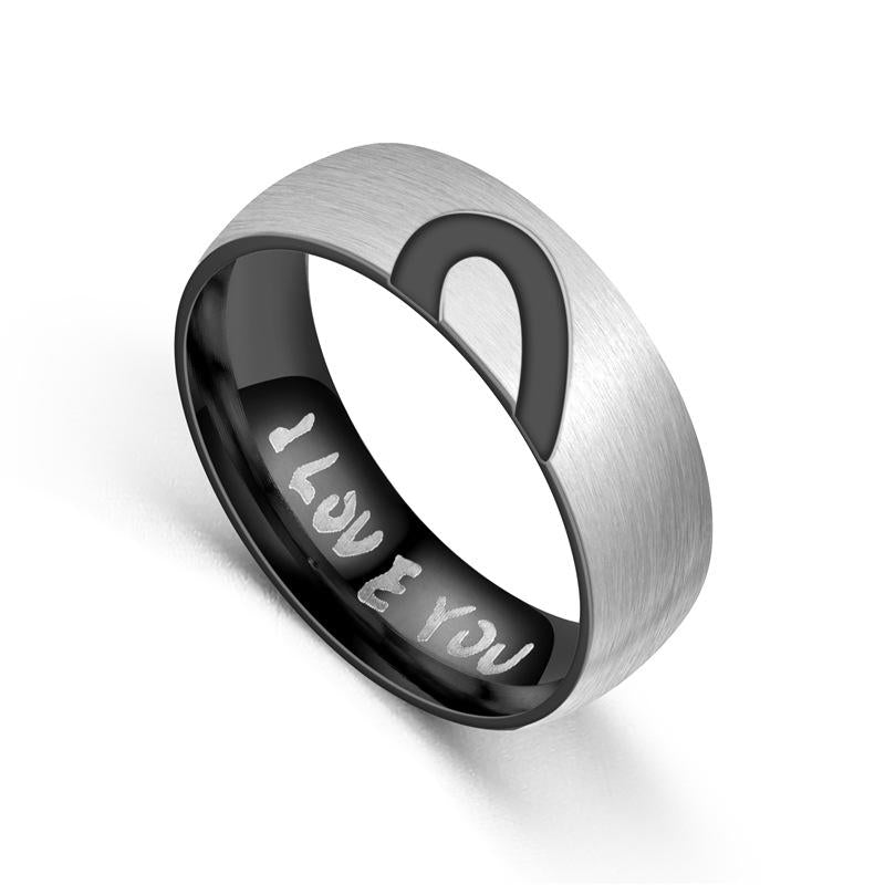 Couple Heart Shaped Half Peach Heart Couple  Stainless Steel Rings NHTP121497