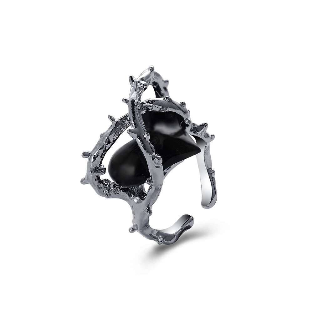 Creative Heart Thorns Open Metal Ring - Unique Design Couple Jewelry