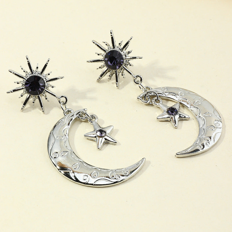 Creative Diamond Star Moon Earrings