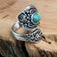Creative Retro Turquoise Rose Carved Silver Ring
