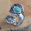 Creative Retro Turquoise Rose Carved Silver Ring