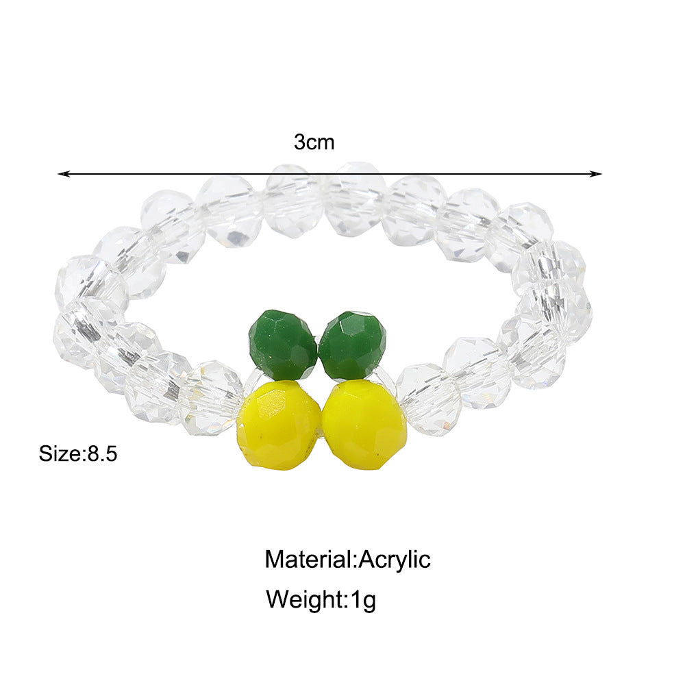 Creative Elastic Crystal Bead Cherry Fruit Ring for Women