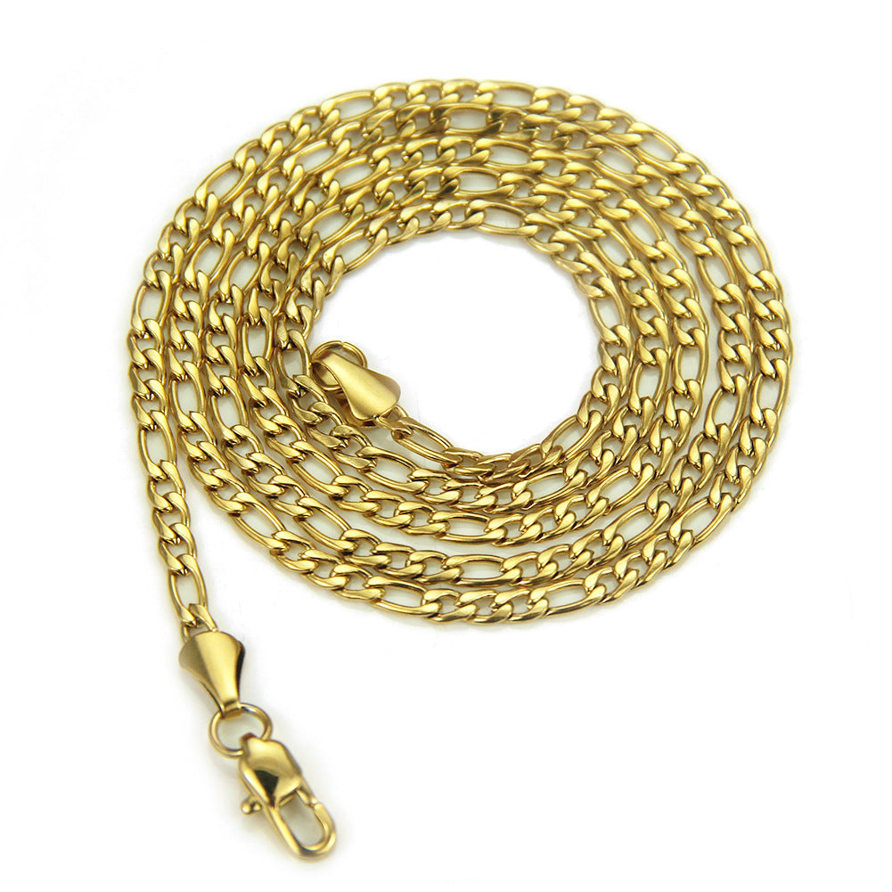 Creative European American Hip-hop Stainless Steel Twisted Rope Chain Necklace