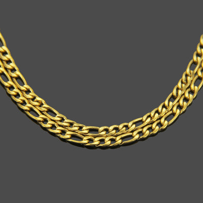 Creative New European And American Hip-hop Stainless Steel Three Short Long Thin Gold Chain Necklace