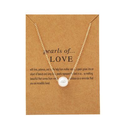 Creative Pearl Feather Clavicle Chain Retro Letter Paper Card Butterfly Elephant Cat Alloy Necklace