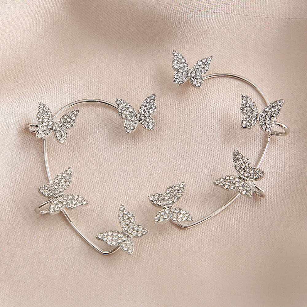 Creative Rhinestone Butterfly Ear Clips - Elegant No-Piercing Design