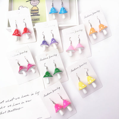 Creative Simple Multi-color Mushroom Drop Earrings Wholesale