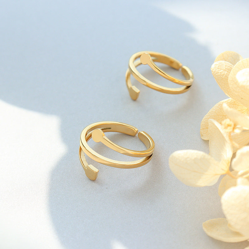 18K Gold Plated Titanium Steel Roman Numeral Shell Adjustable Ring