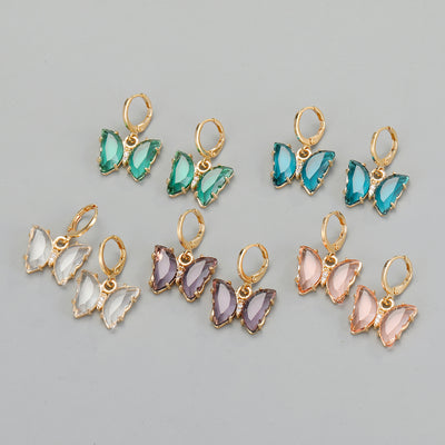 Crystal Butterfly Earrings Exquisite Diamond-studded Glass Earrings