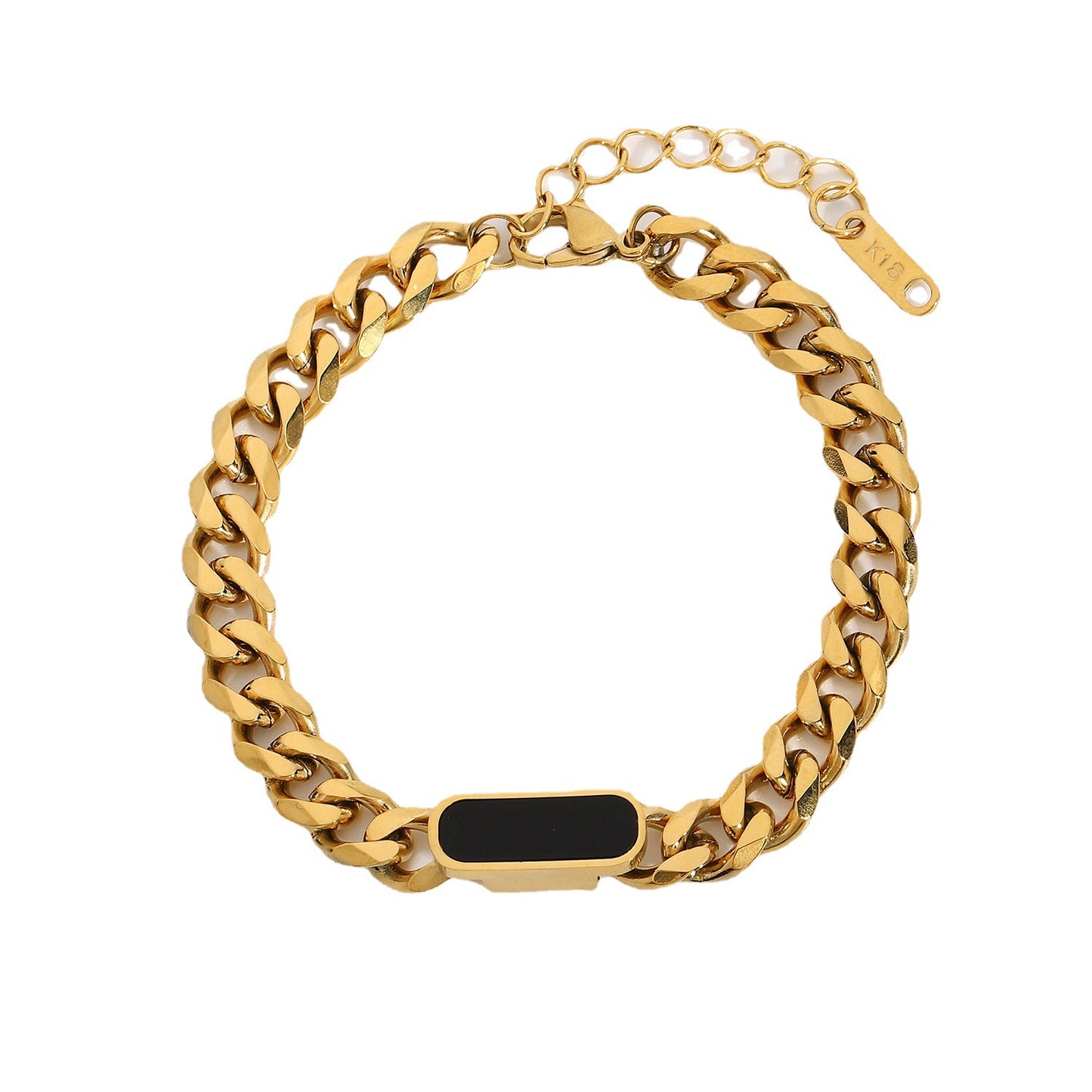 Cuban Retro 18K Gold Plated Stainless Steel Chain Bracelet