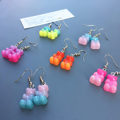 Cute And Interesting Two-color Gummy Bear Earrings Female