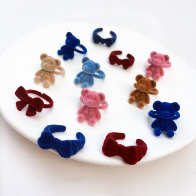 Cute Bear Plastic Flocking Women'S Open Ring 1 Piece