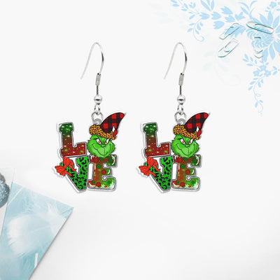 Cute Grinch Christmas Tree Stainless Steel Earrings 1 Pair