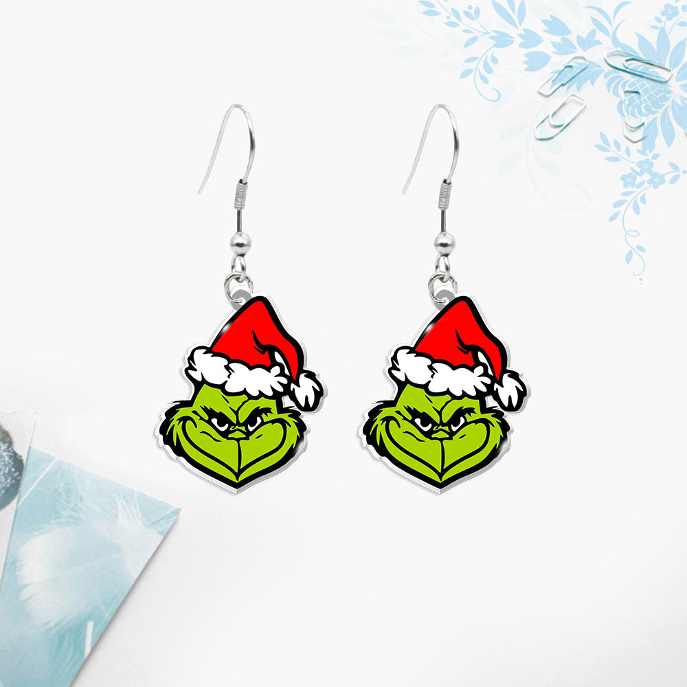 Cute Grinch Christmas Tree Stainless Steel Earrings 1 Pair