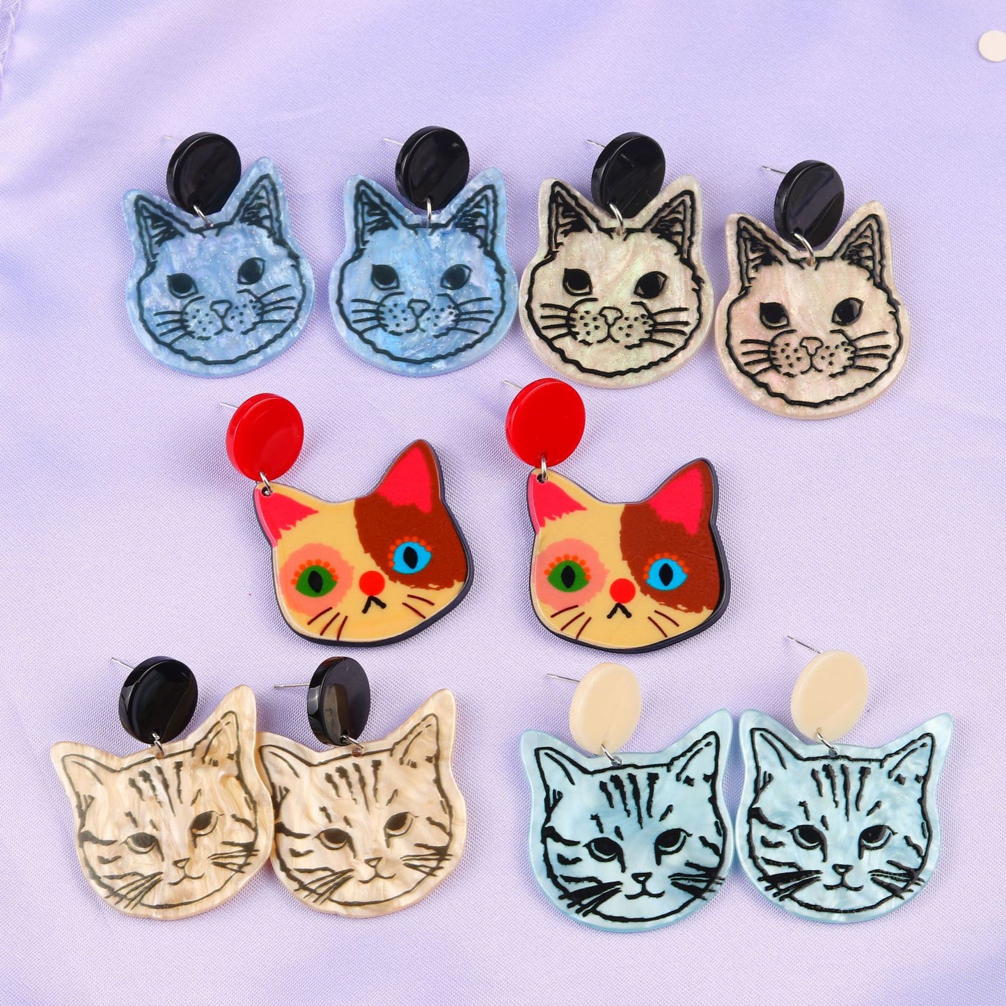 Cute Cat Acrylic Cartoon Earrings