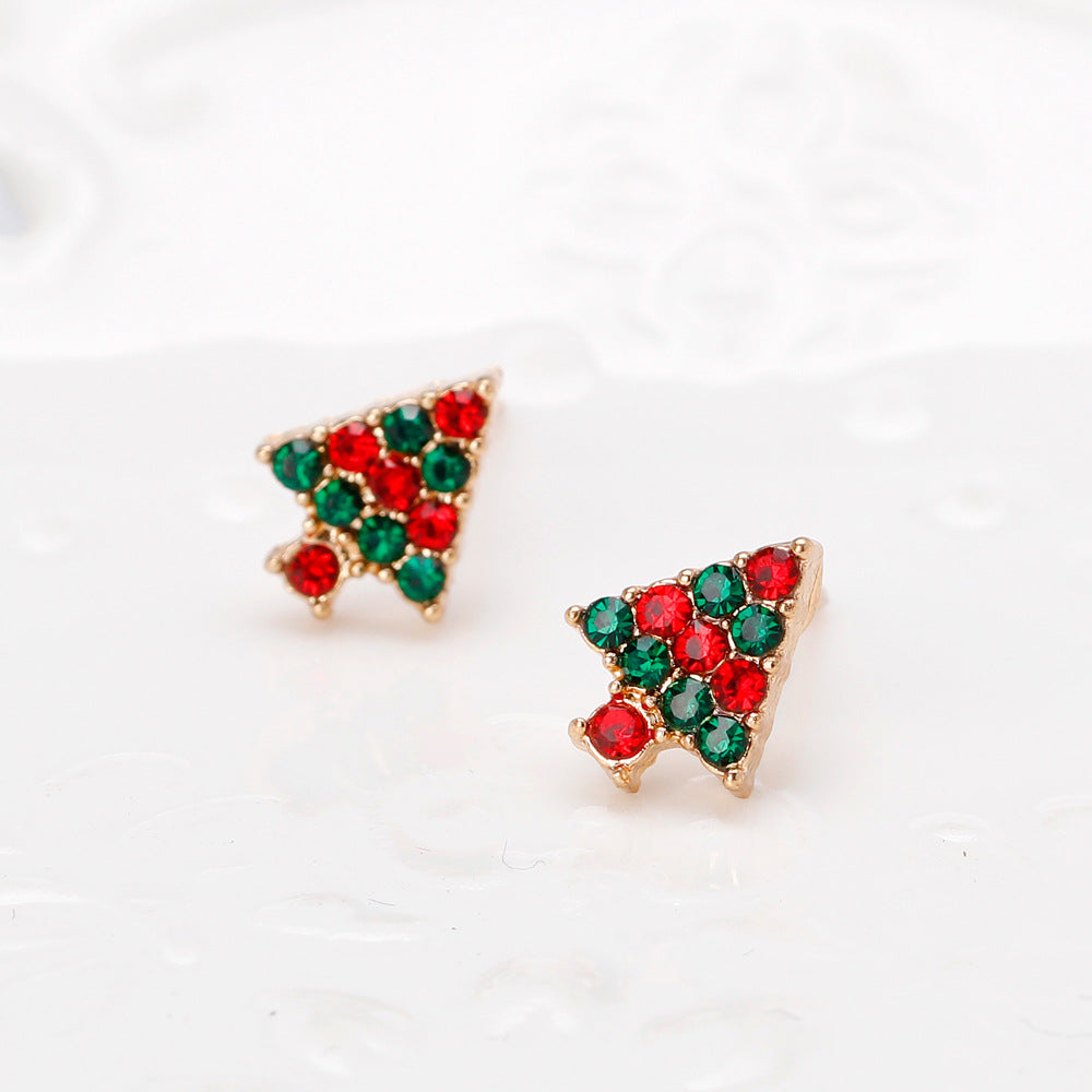 Cute Christmas Tree Snowman Alloy Rhinestone Women's Stud Earrings