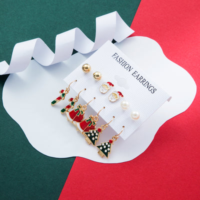 Cute Christmas Tree Santa Claus Snowman Alloy Women'S Drop Earrings Ear Studs 1 Set