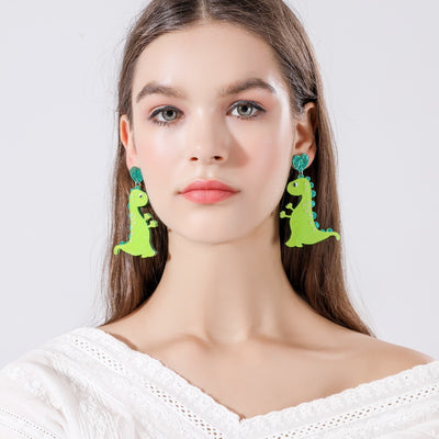 Acrylic Animal Dinosaur Bee Parrot Frog Drop Earrings for Women