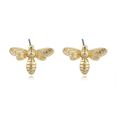 Cute Little Bee Gold And Silver Earrings