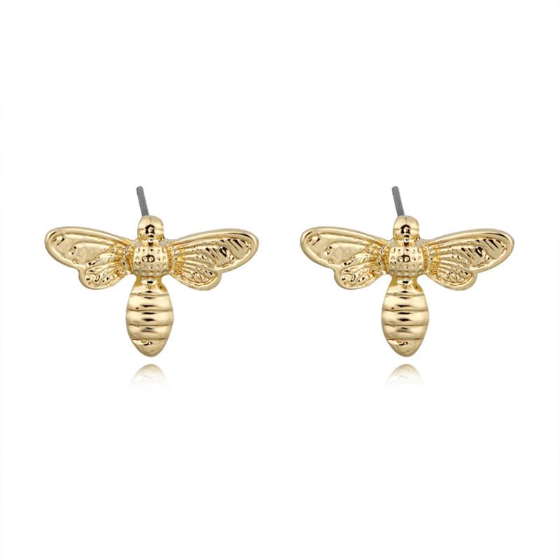 Cute Little Bee Gold and Silver Stud Earrings - Unique and Charming Design