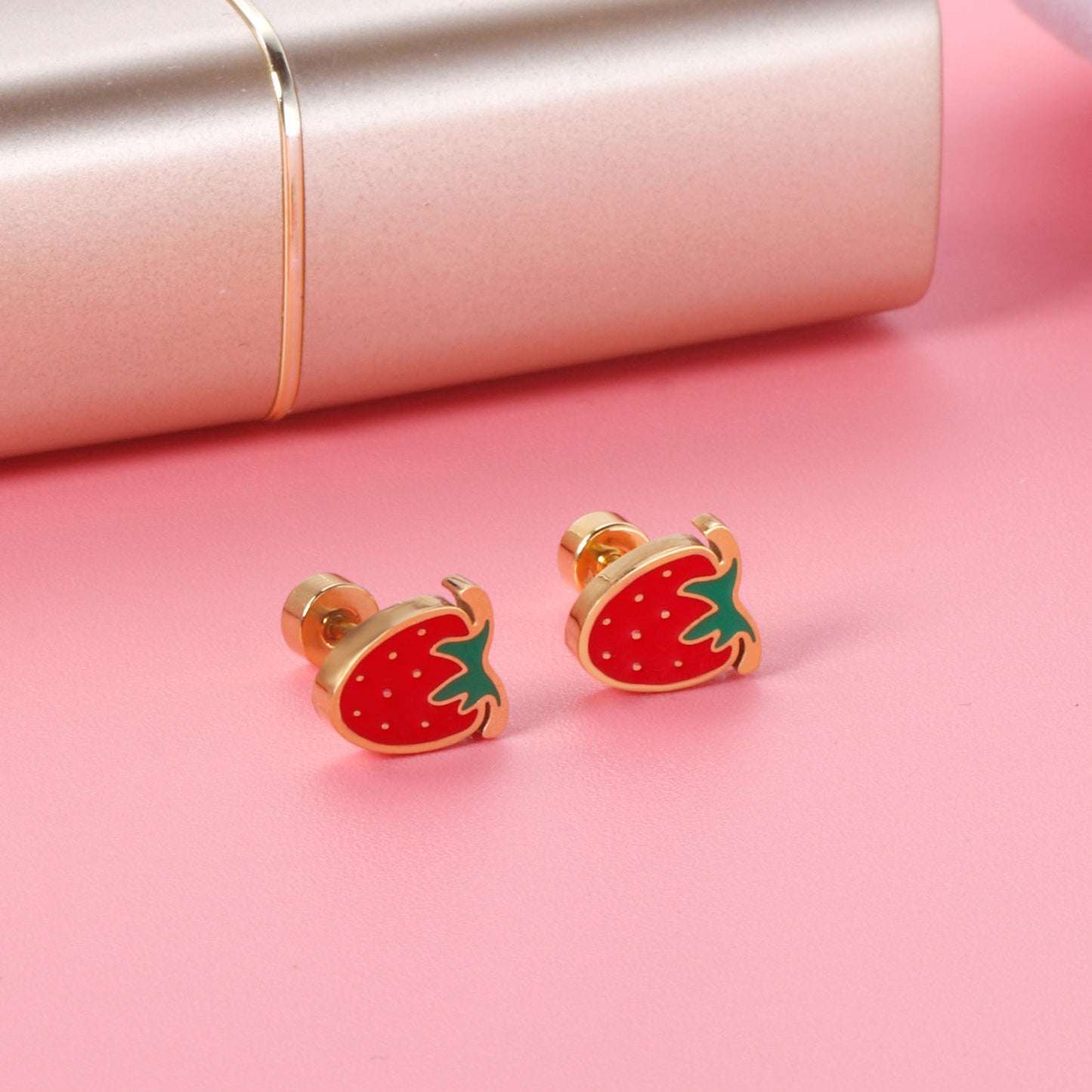 Rainbow Fruit Stainless Steel Stud Earrings - Colorful Enamel Design