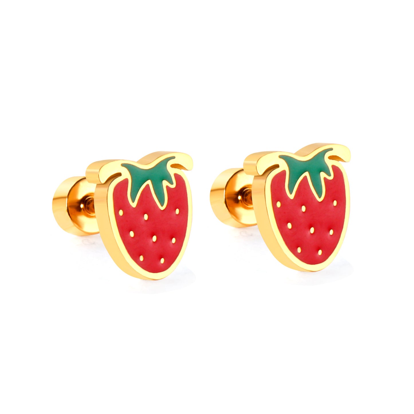 Rainbow Fruit Stainless Steel Stud Earrings - Colorful Enamel Design