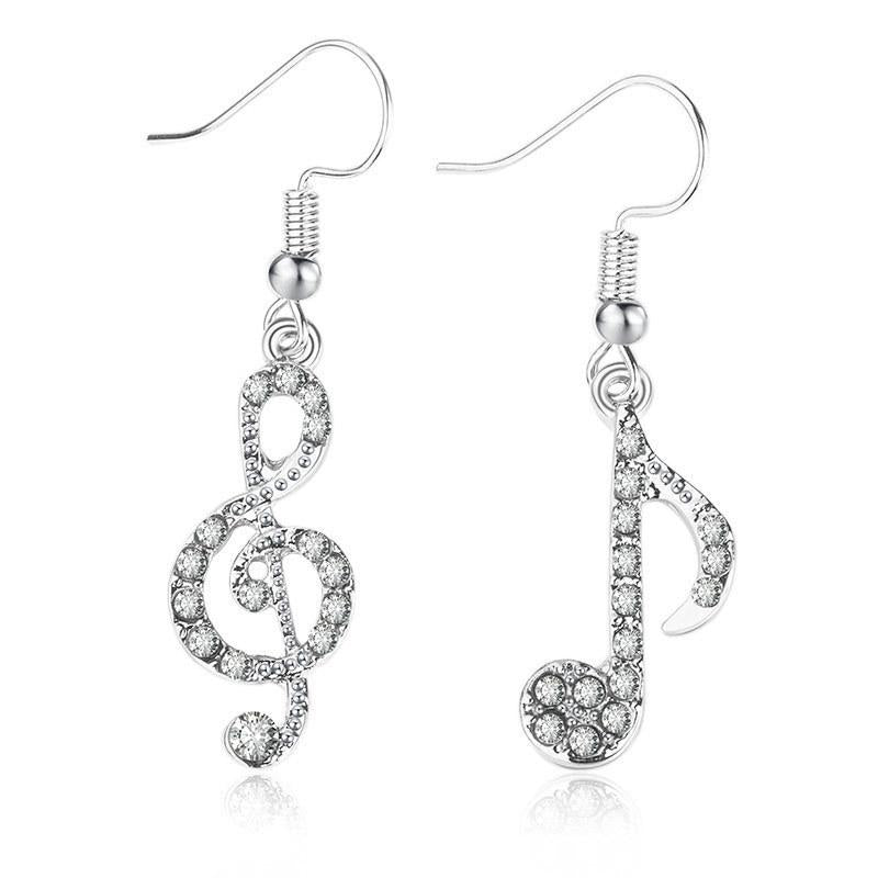 Asymmetric Music Note Diamond Earrings for Girls