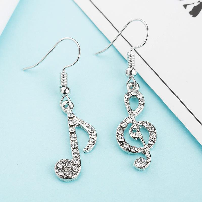 Asymmetric Music Note Diamond Earrings for Girls