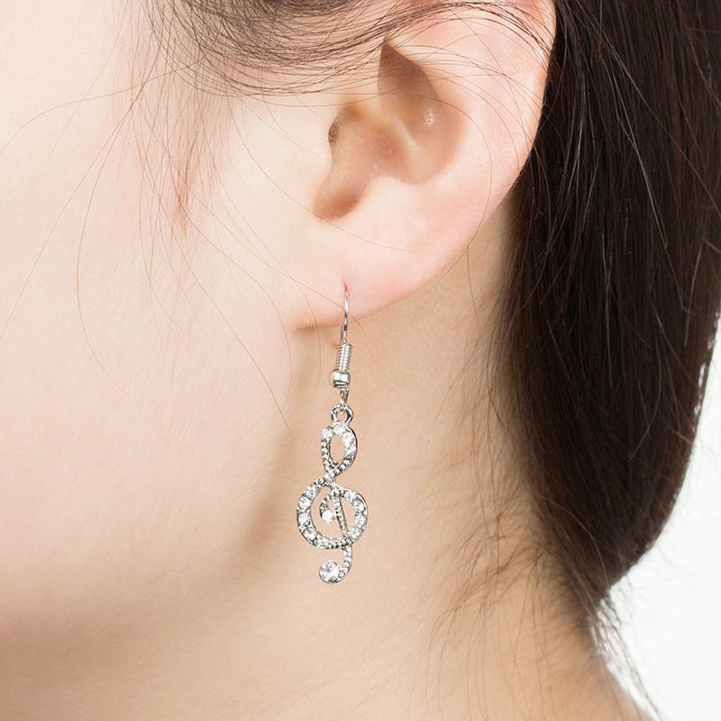 Asymmetric Music Note Diamond Earrings for Girls