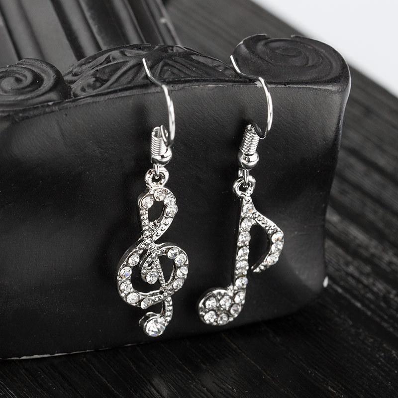 Asymmetric Music Note Diamond Earrings for Girls