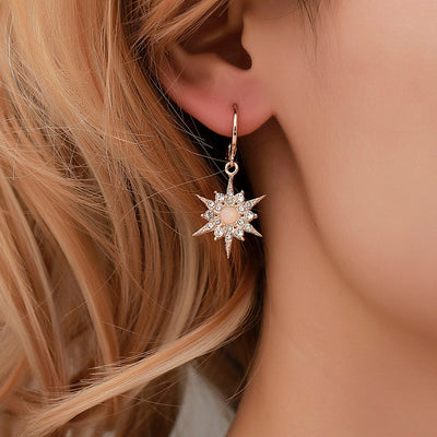 Diamond Zircon Sun Flower Earrings